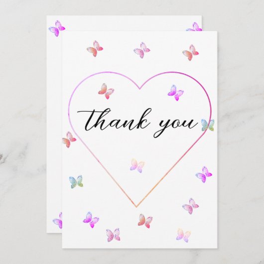 Moderne Vliegende Vlinders Hart Bedankkaart (Voorkant / Achterkant)