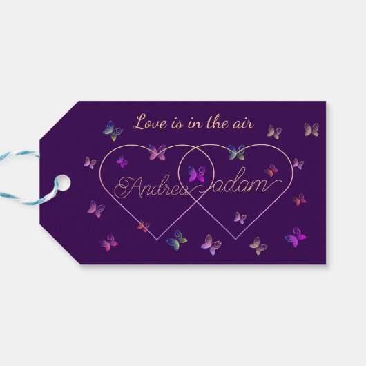 moderne vliegende vlinders hart cadeaulabel (Achterkant Horizontaal)