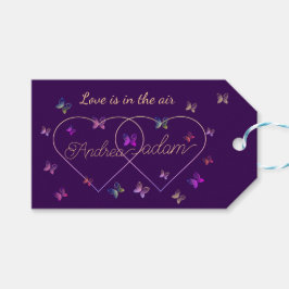 moderne vliegende vlinders hart cadeaulabel