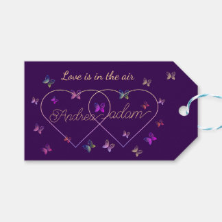 moderne vliegende vlinders hart cadeaulabel