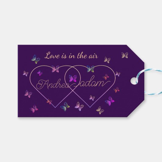 moderne vliegende vlinders hart cadeaulabel (Voorkant (Horizontaal))