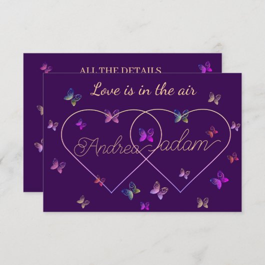 Moderne Vliegende Vlinders Hart Informatiekaartje (Voorkant / Achterkant)