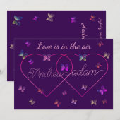 Moderne Vliegende Vlinders Hart Kaart (Voorkant / Achterkant)