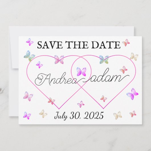 Moderne Vliegende Vlinders Hart Save The Date (Voorkant)