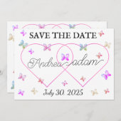 Moderne Vliegende Vlinders Hart Save The Date (Voorkant / Achterkant)