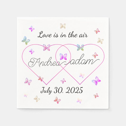 Moderne Vliegende Vlinders Hart Servet (Voorkant)