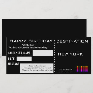 Moderne vliegticket Cadeau stijl 'Birthday' Kaart