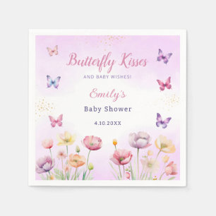 Moderne vlinder bloemenroze meisje baby showers servet