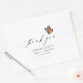 Moderne Vlinder Bruidsdouche Ronde Sticker (Envelop)