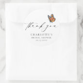Moderne Vlinder Bruiloft Borrel Ronde Sticker (Tas)