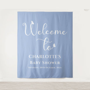 Moderne Vlinder Calligrafie Baby Shower Achtergron Wandkleed
