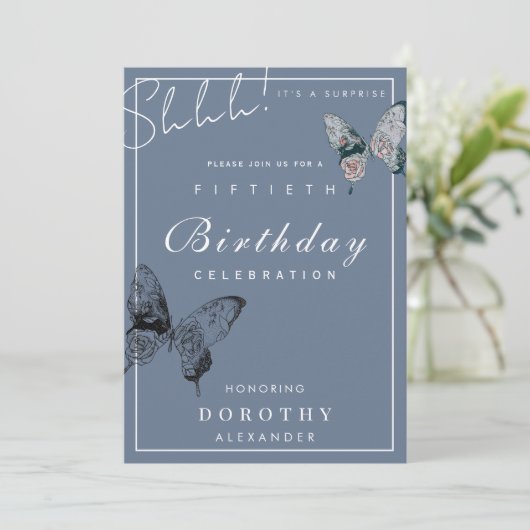 Moderne vlinder ELKE mijlpaal verrassing verjaarda Kaart (Staand voorkant)