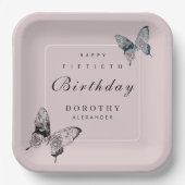 Moderne vlinder ELKE mijlpaal volwassen verjaardag Papieren Bordje (Voorkant)