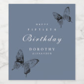 Moderne vlinder ELKE mijlpaal volwassen verjaardag Wijn Etiket (Enkel label)