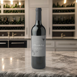 Moderne vlinder ELKE mijlpaal volwassen verjaardag Wijn Etiket