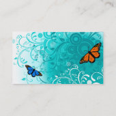 Moderne vlinder en groene florale VOL3 Visitekaartje (Achterkant)