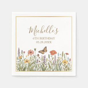 Moderne Vlinder- en Wilde Bloem Verjaardagsfeest   Servet