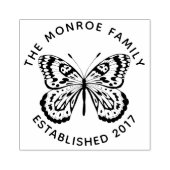 Moderne vlinder & familienaam rubberstempel (Afrduk)