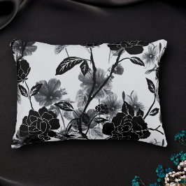 Moderne vlinder Floral Noir Accent Kussen