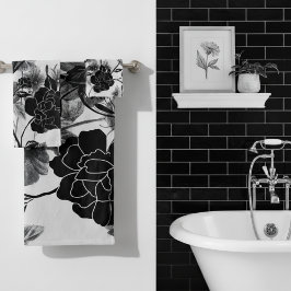 Moderne vlinder Floral Noir Bad Handdoek