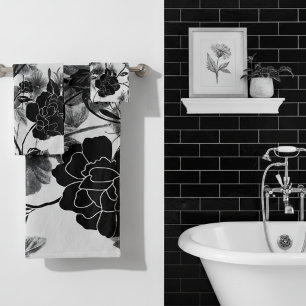 Moderne vlinder Floral Noir Bad Handdoek
