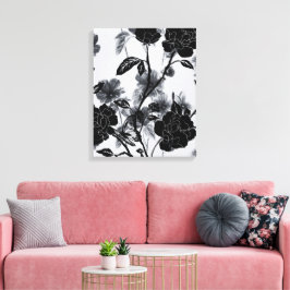 Moderne vlinder Floral Noir Canvas Afdruk