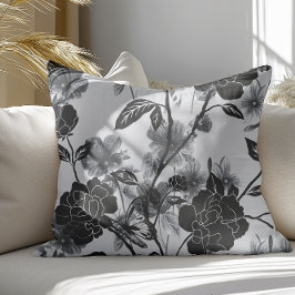 Moderne vlinder Floral Noir Kussen