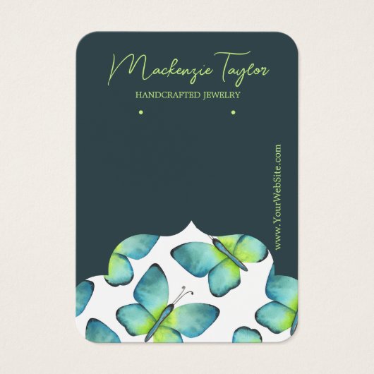 Moderne vlinder gepersonaliseerde oorbel display K Visitekaartje (Voorkant)