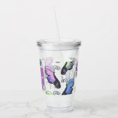 Moderne vlinder kleurrijke doedels acryl drinkbeker (Links)