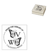 Moderne Vlinder Monogram Bibliotheek Boek Rubberstempel (Gestempeld)
