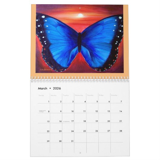 Moderne vlinderbloemige illustraties 2022-muur kalender (Mar 2026)