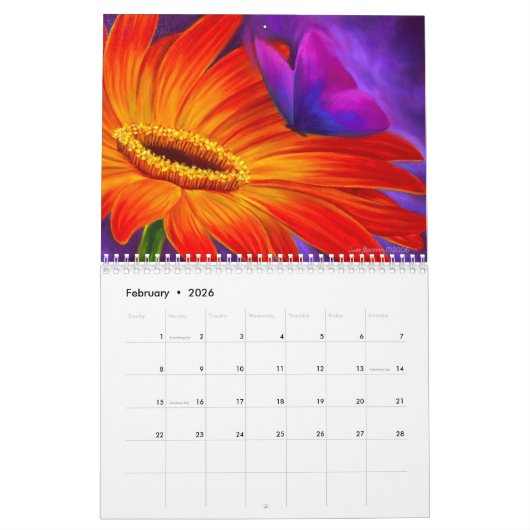 Moderne vlinderbloemige illustraties 2022-muur kalender (Feb 2026)