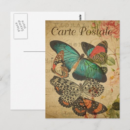 Moderne  vlinderbloemige inkuilkunst briefkaart (Voorkant / Achterkant)