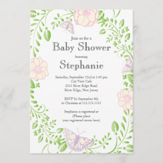  moderne vlinderbloemigen Baby shower Kaart