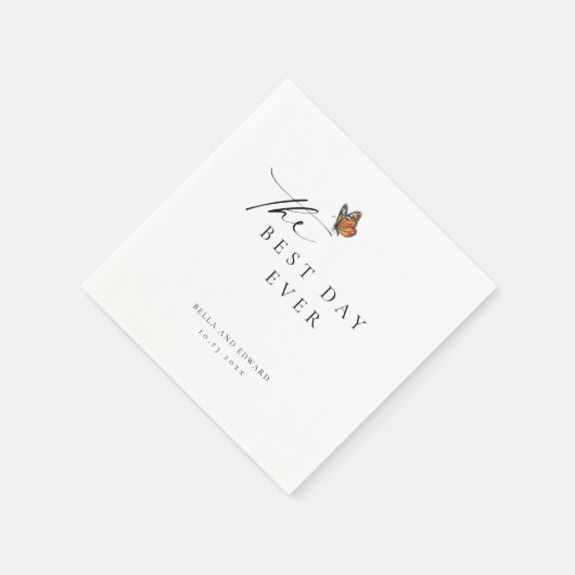 Moderne vlinderbruiloft servet (Hoek)