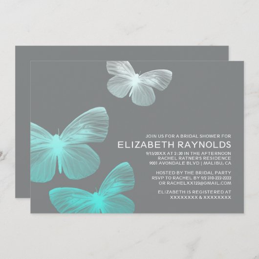 Moderne vlinderdal-doucheruimten kaart (Voorkant / Achterkant)