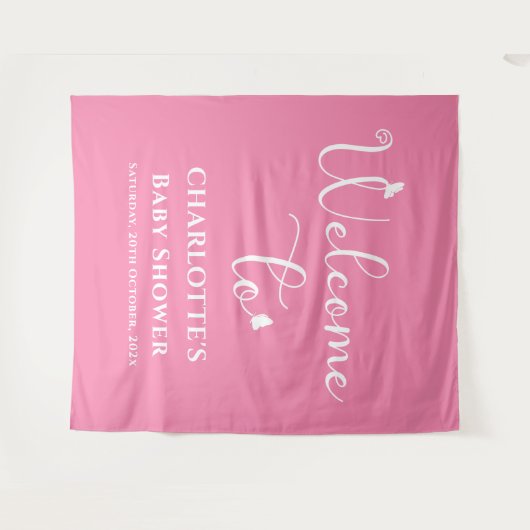 Moderne Vlinderkalligrafie Baby shower Achtergrond Wandkleed (Voorkant (horizontaal))