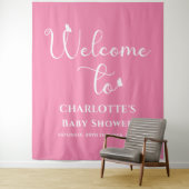 Moderne Vlinderkalligrafie Baby shower Achtergrond Wandkleed (In situ)