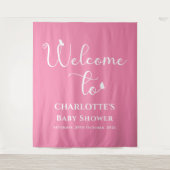 Moderne Vlinderkalligrafie Baby shower Achtergrond Wandkleed (Voorkant)