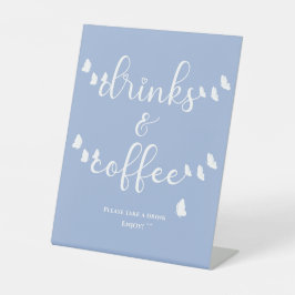 Moderne vlinderkalligrafie Drinken & Koffie Reclamebord Met Voetstuk