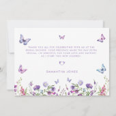 Moderne Vlinders Bloemig Paars Bruiloft Feestje Bedankkaart (Achterkant)