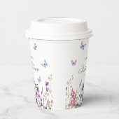 Moderne vlinders bloemig Paarse Vrijgezellenfeest Papieren Bekers (Links)