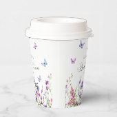 Moderne vlinders bloemig Paarse Vrijgezellenfeest Papieren Bekers (Rechts)