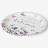Moderne vlinders bloemig Paarse Vrijgezellenfeest Papieren Bordje (Gekanteld)