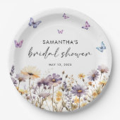 Moderne vlinders bloemig Paarse Vrijgezellenfeest Papieren Bordje (Voorkant)