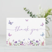 Moderne Vlinders Bruidsfeest Bloemen Bedankkaart (Staand voorkant)