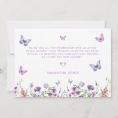 Moderne Vlinders Bruidsfeest Bloemen Bedankkaart (Achterkant)