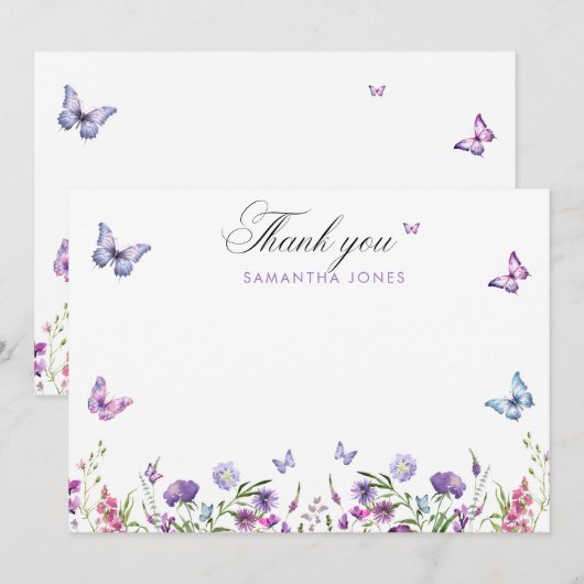 Moderne Vlinders Bruidsfeest Welkomstbord Bedankkaart (Voorkant / Achterkant)