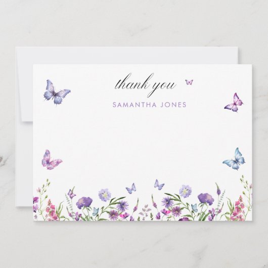 Moderne Vlinders Bruidsfeest Welkomstbord Bedankkaart (Voorkant)