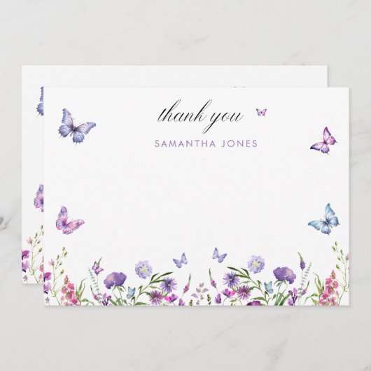 Moderne Vlinders Bruidsfeest Welkomstbord Bedankkaart (Voorkant / Achterkant)